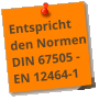 Entspricht den Normen DIN 67505 -EN 12464-1
